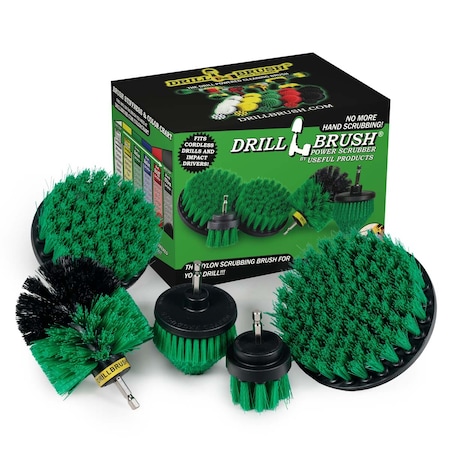 Drill Brush Power Scrubber By Useful Products 5 in W 5 in L Brush, Green G-S-542CO-QC-DB